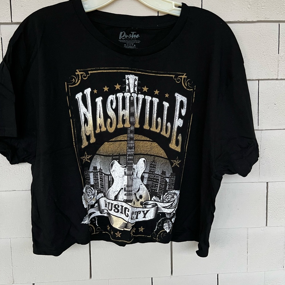 Black "Nashville" Graphic Crop Top